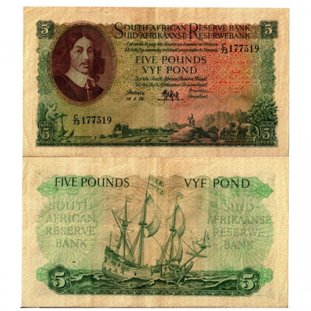 1959 * Billet Afrique du Sud 5 Pounds "Jan van Riebeeck" (p96c) TTB+