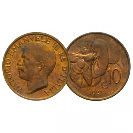 1921 R * 10 Centimes Cuivre Italie Royaume "Victor-Emmanuel III - Ape" (KM 60) FDC