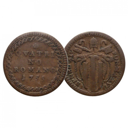 1755 XVI * 1 Quattrino États Pontificaux - Rome "Benoît XIV" (KM 1176) TTB