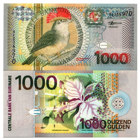 2000 * Billet Suriname 1000 Gulden "Royal Flycatcher" (p151) NEUF