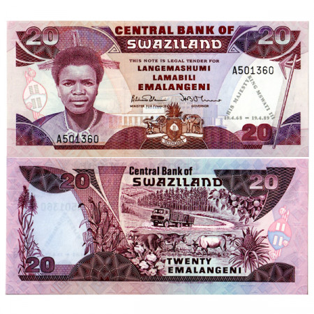 1989 * Billet Swaziland 20 Emalangeni "King Mswati's 21st Birthday" (p17a) NEUF