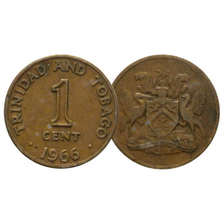 DA (1966-73) * 1 Cent Trinité-et-Tobago "Coat of Arms" (KM 1) TTB-CIRC