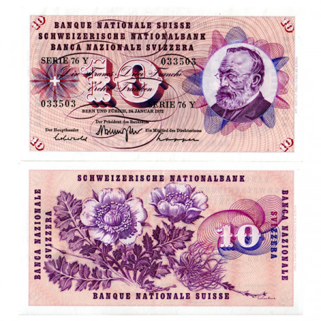 1972 * Billet Suisse 10 Franken "Gottfried Keller" (p45r) prNEUF