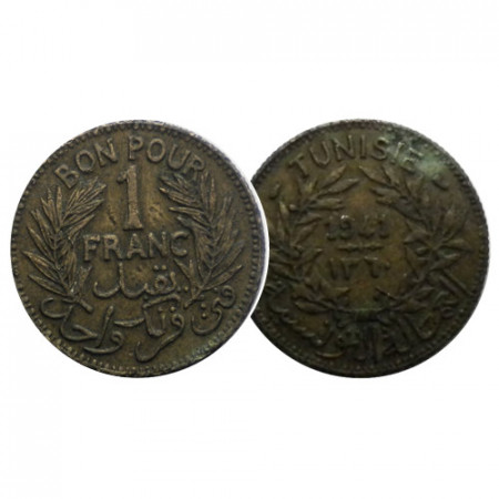 1360 (1941) * 1 Franc Tunisie "Protectorat Français" (KM 247) TTB