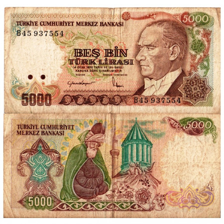 L.1970 (1985) * Billet Turquie 5000 Lira "Kemal Atatürk" (p197) TB 