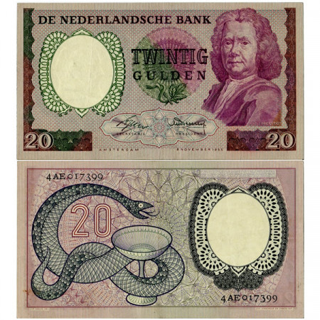 1955 * Billet Pays-Bas 20 Gulden "H Boerhaave" (p86) TTB+