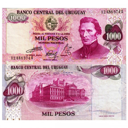 ND (1974) * Billete Uruguay 1000 Pesos "General JG Artigas" (p52) NEUF