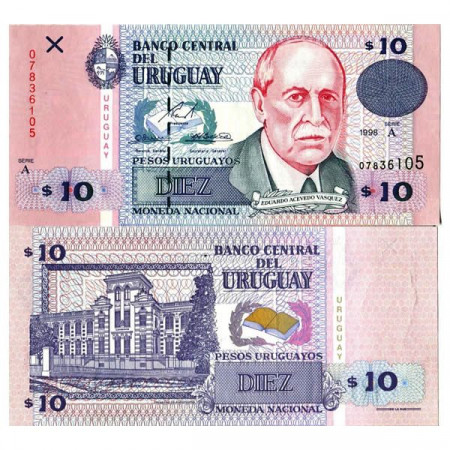 1998 * Billete Uruguay 10 Pesos Uruguayos "Eduardo Acevedo Vázquez" (p81a) NEUF