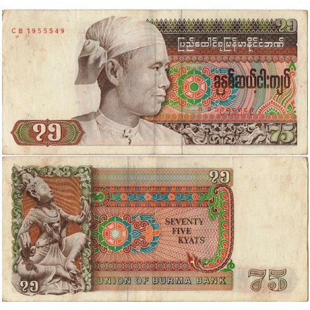 ND (1985) * Billet Birmanie (Myanmar) 75 Kyats "Gen. Aung San" (p65) SUP