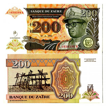 1994 * Billet Zaire 200 Nouveaux Zaires "Mobutu Sese Seko - HdMZ" (p61a) NEUF