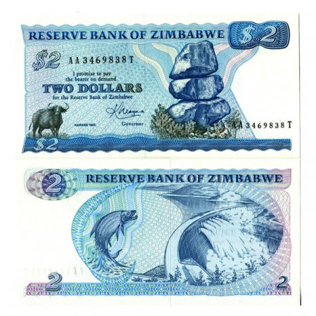 1983 * Billet Zimbabwe 2 Dollars "Chiremba Rocks" (p1b) NEUF