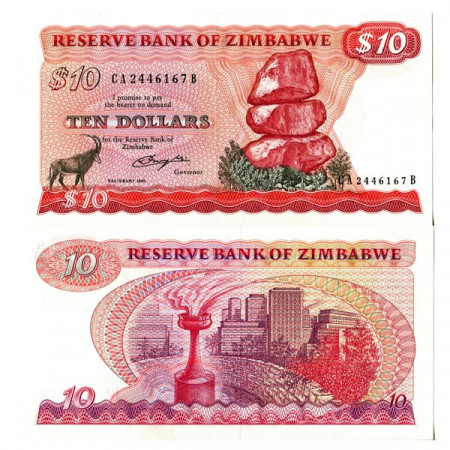 1980 * Billet Zimbabwe 10 Dollars "Chiremba Rocks" (p3a) NEUF