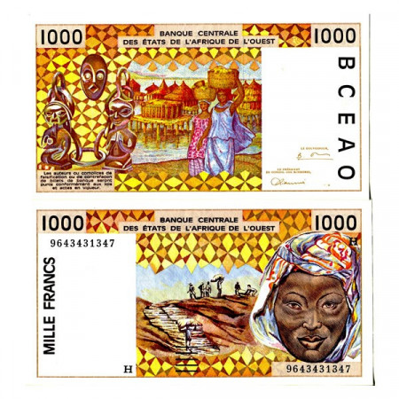 1996 H * Billet États Afrique de l'Ouest "Niger" 1000 Francs "Peanuts Hauling" (p611Hf) NEUF