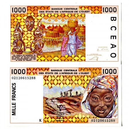 2002 K * Billet États Afrique de l'Ouest "Sénégal" 1000 Francs "Peanuts Hauling" (p711Kl) NEUF