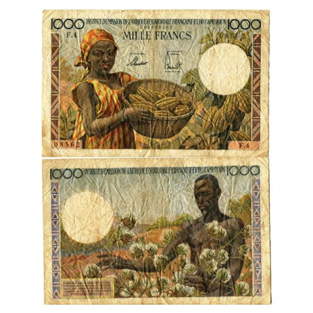 ND (1957) * Billet Afrique-Équatoriale Française 1000 Francs "Cocoa-Cotton" (p34) TB+