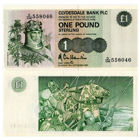 1987 * Billet Écosse 1 Pound "Robert the Bruce" (p211d) NEUF