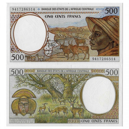 1994 C * Billet États Afrique Centrale "Congo" 500 Francs "Zebus" (p101Cb) NEUF