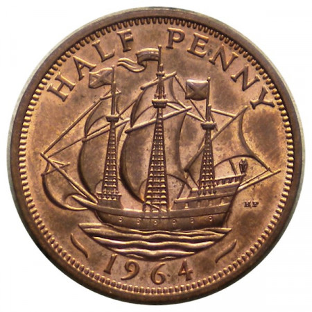 1964 * Half 1/2 Penny Grande-Bretagne "Élisabeth II - Golden Hind" (KM 896) FDC