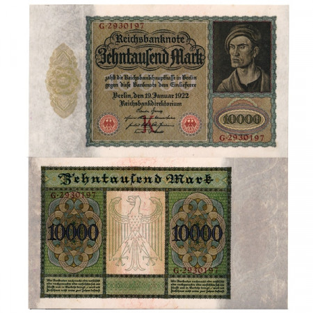 1922 * Billet Allemagne Weimar 10.000 Mark "Reichsbanknote" (p70) prNEUF