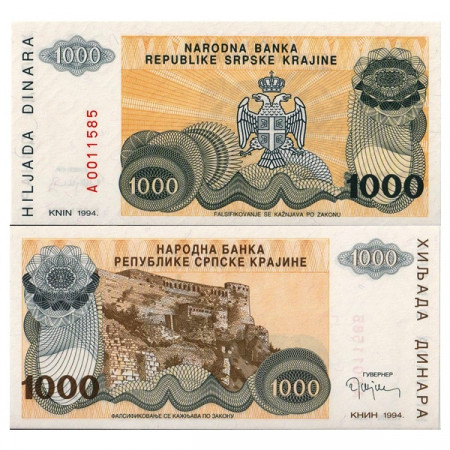 1994 * Billet Croatie 1000 Dinara "Krajina - Knin" (pR30) NEUF