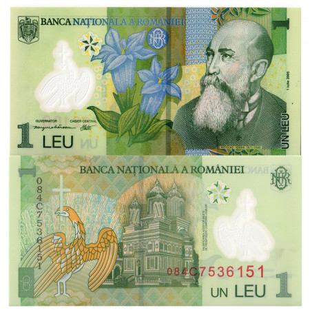 2005 (2008) * Billet Polymère Roumanie 1 Leu "Nicolae Iorga" (p117d) NEUF