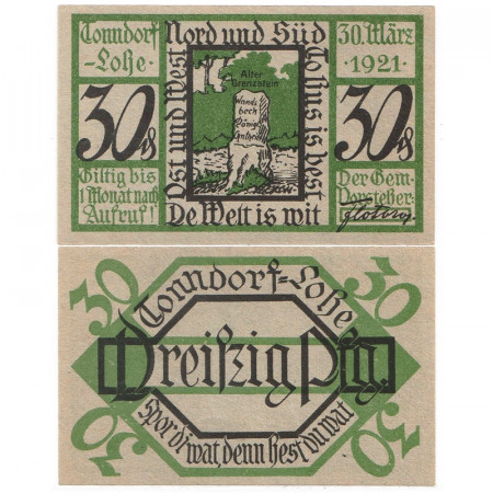 1921 * Notgeld Allemagne 30 Pfennig "Hambourg - Tonndorf Lohe" (1330.1)