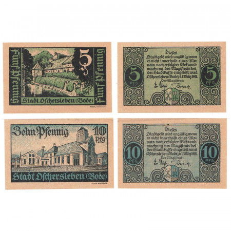 1921 * Lot 2 Notgeld Allemagne 5 . 10 Pfennig "Saxe-Anhalt - Oschersleben a.Bode" (1028)