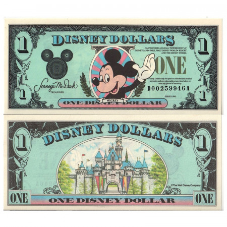 1990 * Billet Disney 1 Disney Dollar "Mickey Mouse" (px) NEUF