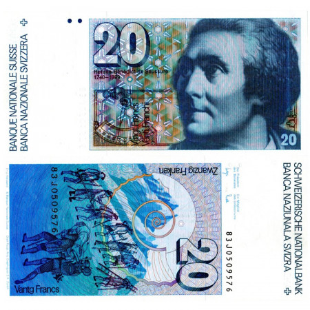 1983 * Billet Suisse 20 Franken "Horace Bénédict de Saussure" (p55e) NEUF