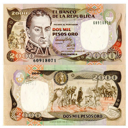 1992 * Billet Colombie 2000 Pesos Oro "Simon Bolivar" (p433Aa) NEUF