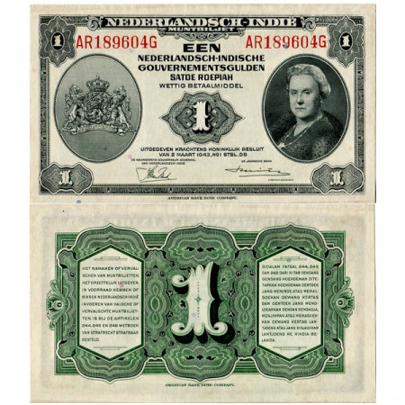 1943 * Billet Indes Néerlandaises 1 Gulden "Reine Wilhelmine" (p111a) SUP+