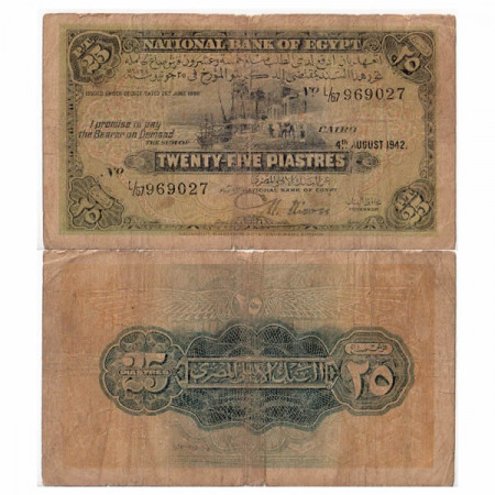 1942 * Billet Égypte 25 Piastres "River Nile" (p10c) B+