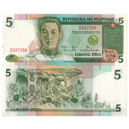 ND (1985-94) * Billet Philippines 5 Piso "Emilio Aguinaldo" (p168d) NEUF