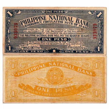 1941 * Billet Philippines 1 Peso "Emergency – Cebu" (pS215) TTB+