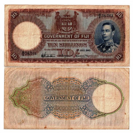 1940 * Billet Fidji 10 Shillings "George VI" (p38c) prTTB