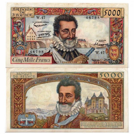 1958 * Billet France 5000 Francs "King Henri IV" (p135a) TTB