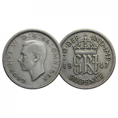 1947 * Six 6 Pence Grande-Bretagne "George VI - Crowned Monogram" (KM 862) SUP