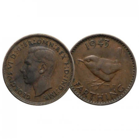 1943 * 1 Farthing Grande-Bretagne "George VI – Wren" (KM 843) TTB+