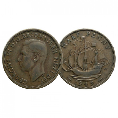1949 * Half 1/2 Penny Grande-Bretagne "George VI - Golden Hind" (KM 868) TTB