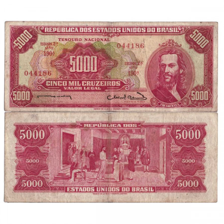 ND (1963-64) * Billet Brésil 5000 Cruzeiros "Valor Legal - Tiradentes" (p182a) TTB