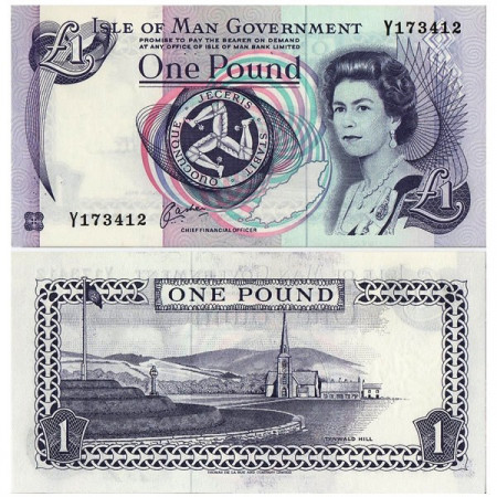 ND (1991) * Billet Île de Man 1 Pound "Elizabeth II" (p40b) NEUF