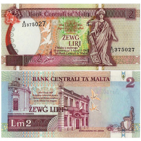 L.1967 (1994) * Billet Malte 2 Liri "Malta Standing" (p45d) NEUF