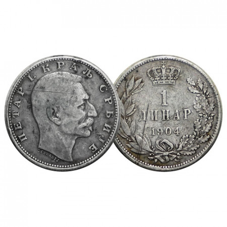 1904 * 1 Dinar Argent Serbie "Pierre I" (KM 25.1) prTTB