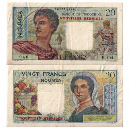 ND (1941-45) * Billet Nouvelles-Hébrides 20 Francs "Nouméa" (p8a) TTB