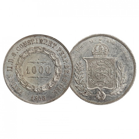 1853 * 1000 Reis Argent Brésil "Pierre II" (KM 465) prSUP/SUP