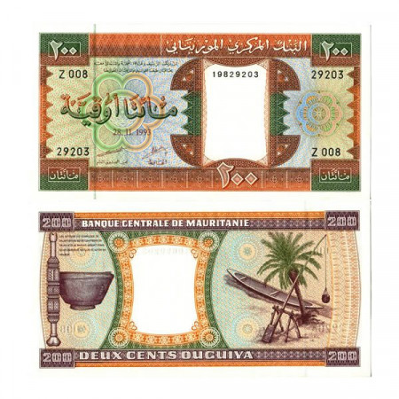 1993 * Billet Mauritanie 200 Ouguiya "Canoe" (p5e) NEUF