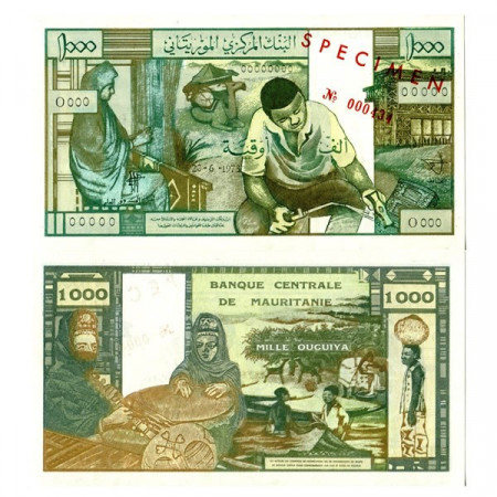 1973 * Billet Mauritanie 1000 Ouguiya "Musicians - Specimen" (p3s) NEUF