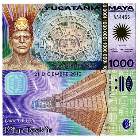 2012 * Billet Polymère Yucatania 1000 Soles de Oro "Tikal" NEUF