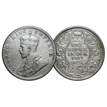 1917 (b) * 1 Rupee Argent Inde Britannique "George V" (KM 524) SUP