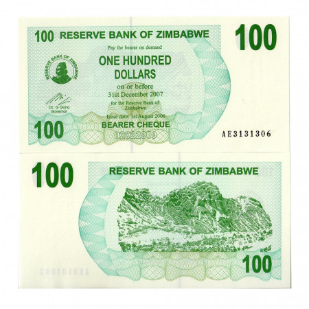 2006 (2007) * Billet Zimbabwe 100 Dollars "Bearer Cheque" (p42) NEUF